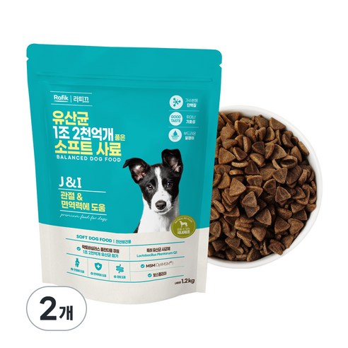 라피끄 강아지 유산균 1조 2천억개 품은 소프트 사료, 뼈/관절강화, 1.2kg, 2개