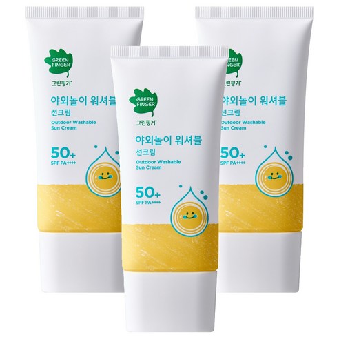 그린핑거 야외놀이 워셔블 선크림 SPF50+ PA++++, 80ml, 3개