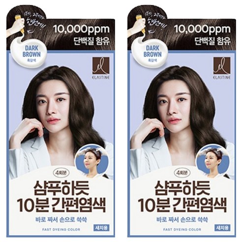 엘라스틴 샴푸하듯 10분 간편 염색제, 흑갈색, 2개