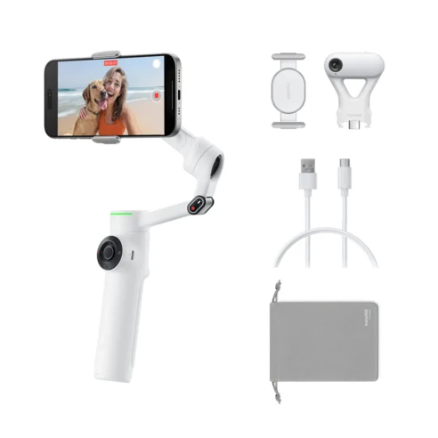 인스타360 Flow 2 Pro AI 트래커 번들 스마트폰 짐벌, CNSABQB, 화이트, 1개