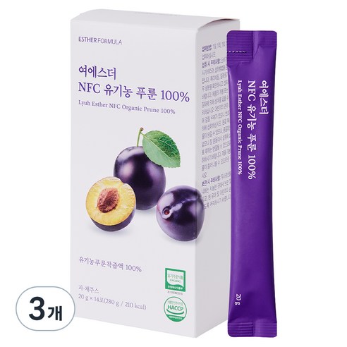에스더포뮬러 여에스더 NFC 유기농 푸룬 100%, 3개, 20g