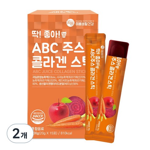 미쁨생활건강 딱좋아 ABC주스 콜라겐 젤리 스틱, 300g, 2개