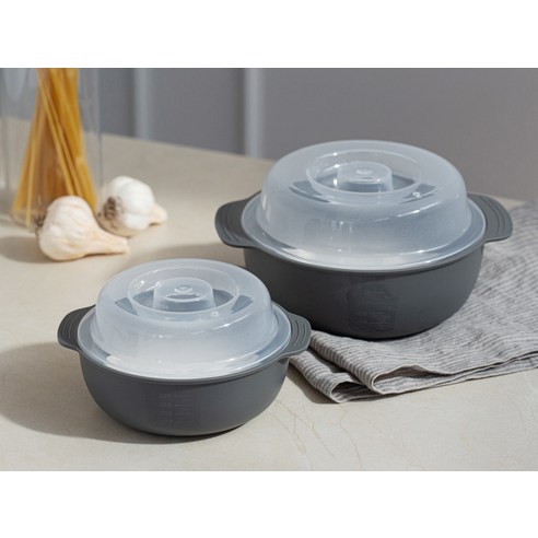 코멧 전자레인지 찜기 세트 그레이 550ml+1200ml 이미지 2