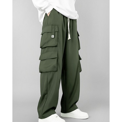 맨인모드 남성용 편한 밴딩 기모 안감 와이드 카고 바지 JY020 후기 분석 - 뒷면 디자인