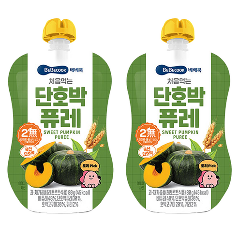 베베쿡 처음먹는 단호박 퓨레, 80g, 2개