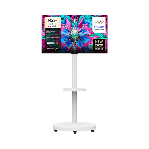 TCL 아이팔콘 4K HDR Google TV + 이동식 스탠드 세트, 142cm(55인치), 55U65A, MSD58W, 방문설치
