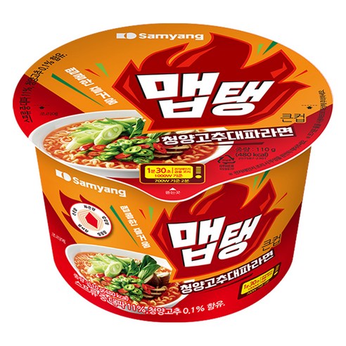 맵탱 큰컵 청양고추 대파라면 110g, 1개