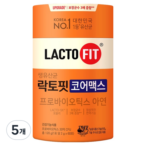 락토핏 생유산균 코어맥스 60p, 120g, 5개