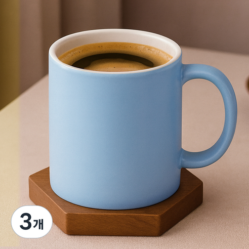 라이프란스 베이직 투톤 무광 머그컵 360ml, 스카이블루, 3개