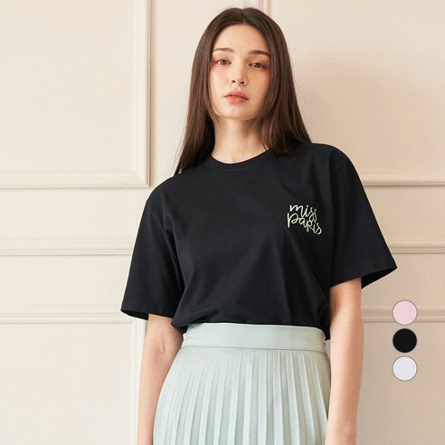 ELLE PARIS 여성용 통기성 미스 파리 프린트 반팔 티셔츠