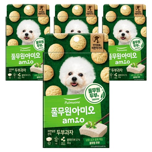 풀무원아미오 강아지 자연담은 과자 건조간식, 두부맛, 50g, 4개
