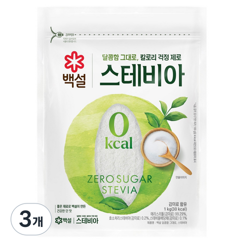 백설 달콤함 그대로 스테비아, 1kg, 3개
