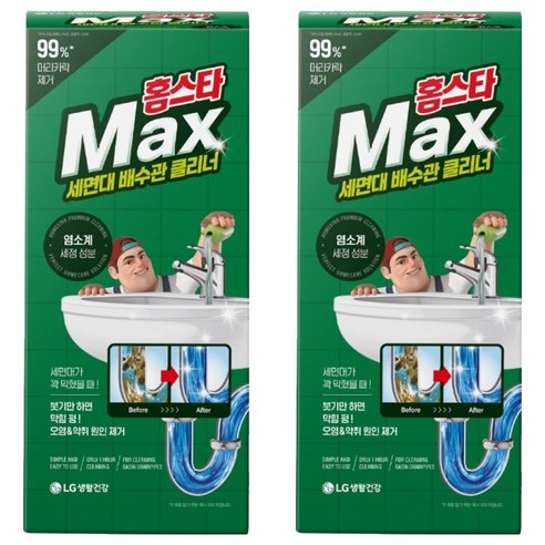 홈스타 맥스 세면대 배수관 클리너, 230ml, 2개