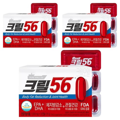 크릴56 크릴오일 선물세트, 30정, 3개
