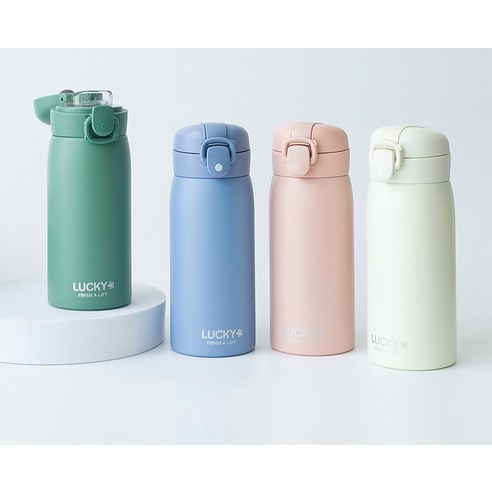 프레쉬어랏 럭키 원터치 보온보냉 스텐 미니텀블러 + 스티커 + 스트랩 후기 분석 - 원터치 버튼 상세 이미지