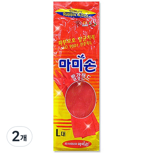 마미손 고무장갑 빨강밴드, 빨강, 대(L), 2개