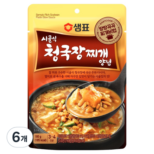 샘표 시골식 청국장찌개 양념, 180g, 6개
