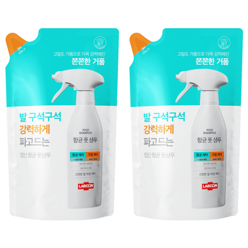 랩신 풋샴푸 리필, 2개, 400ml, 1개입