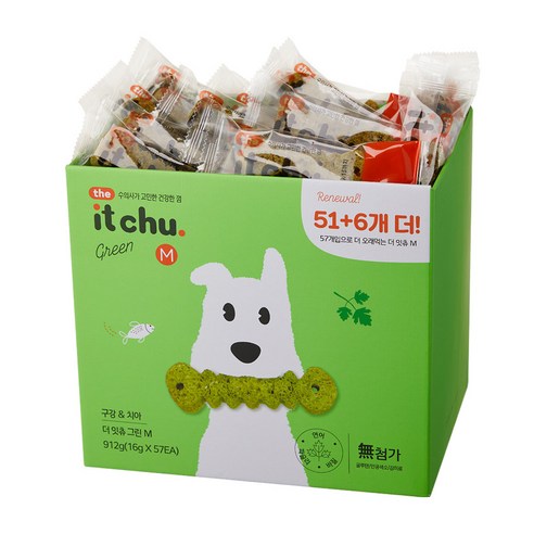 잇츄 강아지 그린 덴탈껌 M 8p, 연어 + 파슬리 혼합맛, 16g, 1개