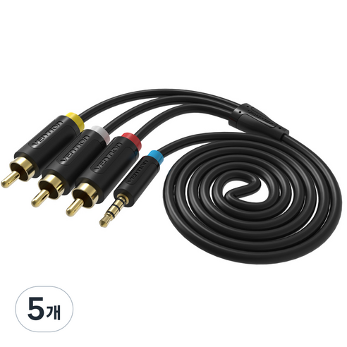 벤션 순동 3.5mm AV to 3 RCA 오디오 케이블 1.5m, 5개