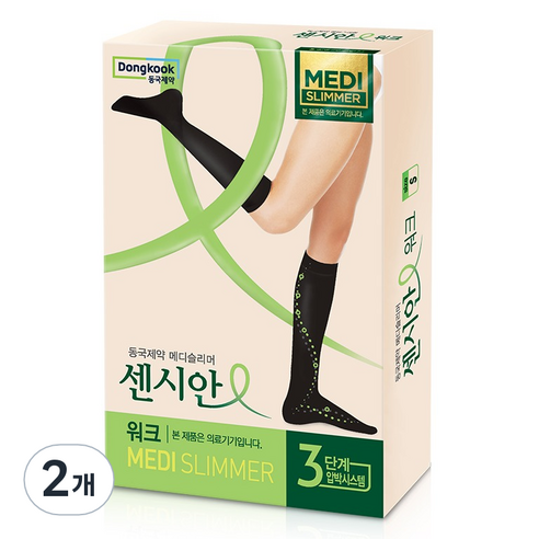 센시안 워크 동국제약 의료기기 압박 반스타킹 블랙, 2개