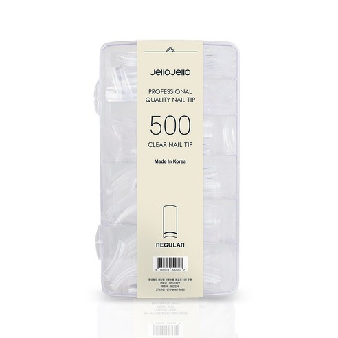 젤로젤로 인조 네일 팁 500p 세트, 1개, 레귤러 투명