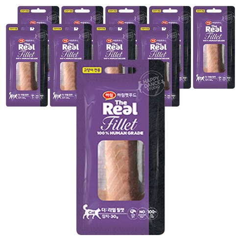 하림펫푸드 고양이 더리얼 필렛 간식, 참치, 30g, 10개