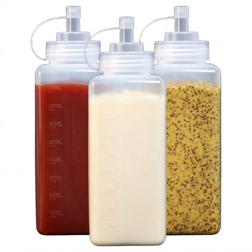 데일리픽 업소용 대용량 투명 소스통 노즐통, 3개, 800ml