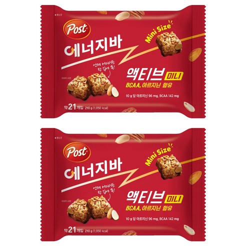 포스트 에너지바 액티브 미니, 210g, 2개