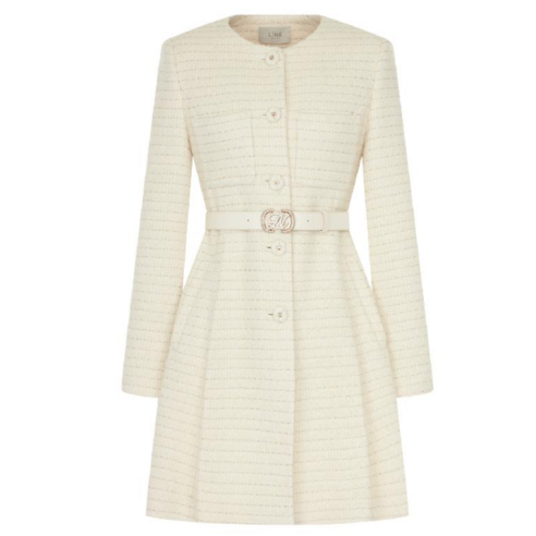 라인어디션 트위드 울 롱자켓 - 착용 디테일 컷