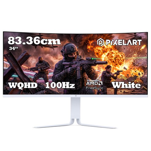 픽셀아트 WQHD 100Hz 울트라와이드 모니터 화이트, 83cm, PAQ3410W(일반)