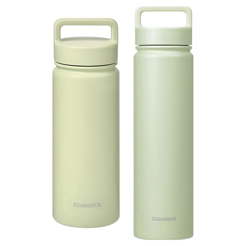글라스락 스포티 핸들 텀블러 500ml + 700ml, 페일그린, 1세트
