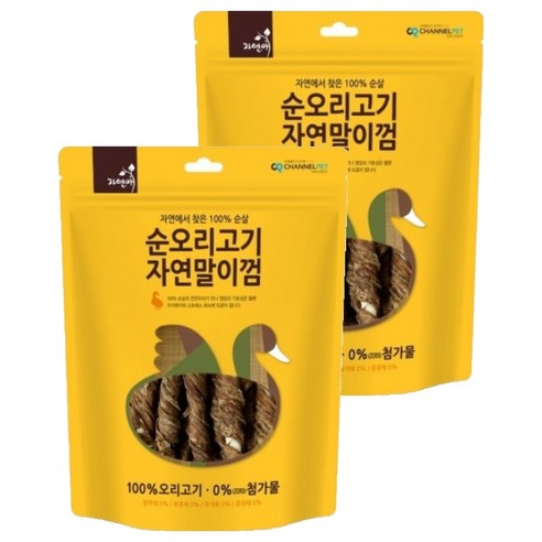 자연애채널펫 강아지 자연말이껌 건조간식, 오리고기맛, 200g, 2개