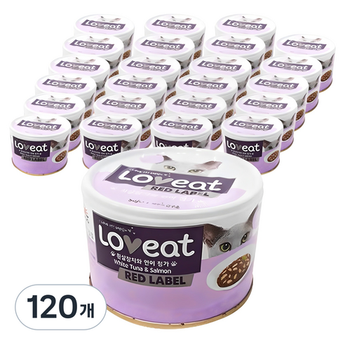 사조러브잇 고양이 레드라벨 간식캔, 혼합맛(흰살참치/연어), 160g, 120개
