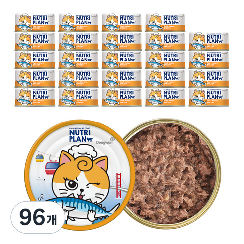 동원뉴트리플랜 고양이 간식캔, 참치와 고등어, 90g, 96개