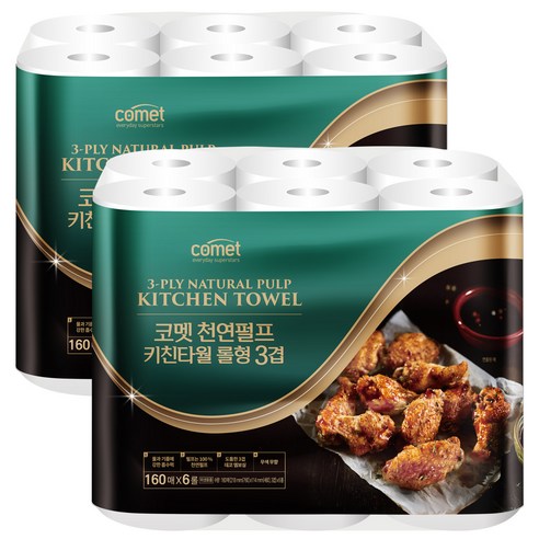 코멧 천연펄프 키친타월 3겹 160매, 12개 솔직 후기 | 실사용자 리뷰 분석 - 상품 이미지 1