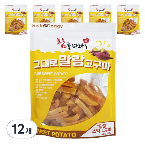 참좋은간식 강아지 그대로 말랑 고구마 스틱, 고구마맛, 250g, 12개