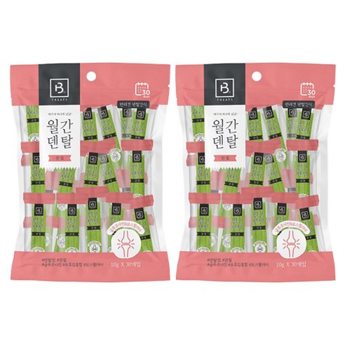 브리더랩 강아지 월간덴탈 관절 덴탈껌, 팽화미, 300g, 2개