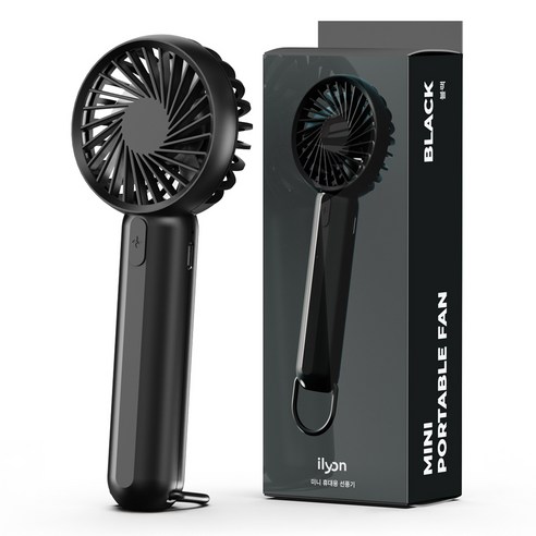 일리온 초경량 미니 휴대용 선풍기 2in1 무선 88g, 블랙