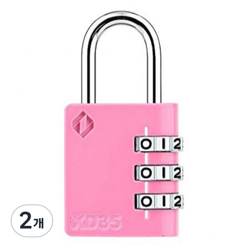 자커 다이얼 자물쇠 컬러 브리스터 핑크 XD35, 2개