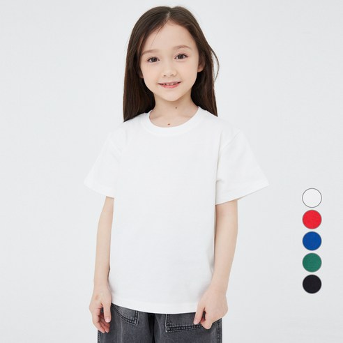 롤리트리 아동용 고밀도 도톰 반팔 기본 티셔츠
