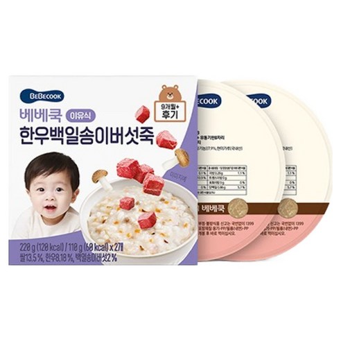 베베쿡 후기 한우백일송이버섯죽 실온이유식 2p, 1개, 220g, 혼합맛(한우/송이버섯)