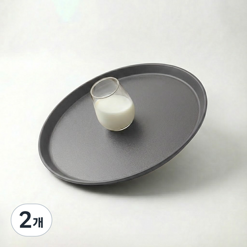 리빙메이트 국산 논슬립 원형 쟁반 트레이, 그레이, 2개