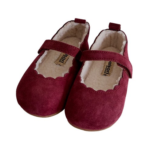 베이비잼 여아용 겨울메리플랫 털구두 130, 130, 와인, 와인 섬네일