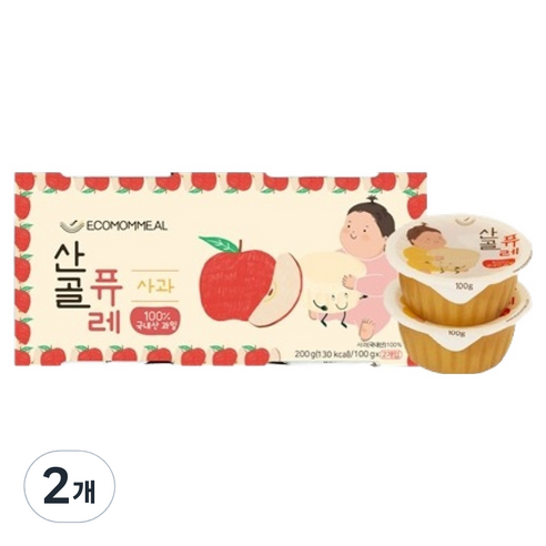 에코맘의산골이유식 유아용 산골퓨레 2p, 2개, 200g, 사과맛