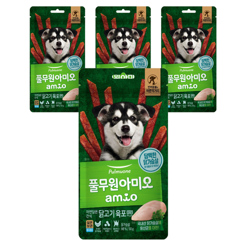 풀무원아미오 강아지 자연담은 간식 육포 유산균 PLUS, 닭가슴살, 50g, 4개