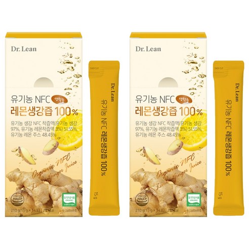 닥터린 유기농 NFC 레몬생강즙 100%, 210g, 2개