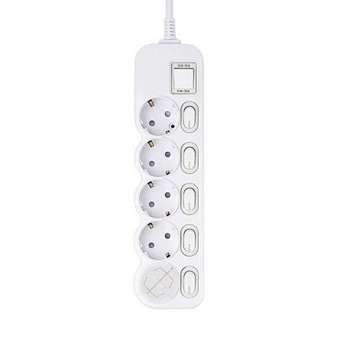 에코파워탭 국내 제조 개별 절전 과부하차단 멀티탭 5구 EPM-L305SS + 안전커버, 4m, 화이트, 1개 4m, 화이트, 1개