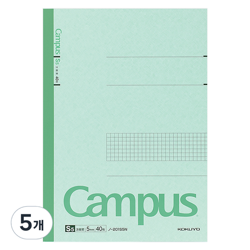 고쿠요 캠퍼스 베이직 방안선 노트 5mm 40p, Green, 5개