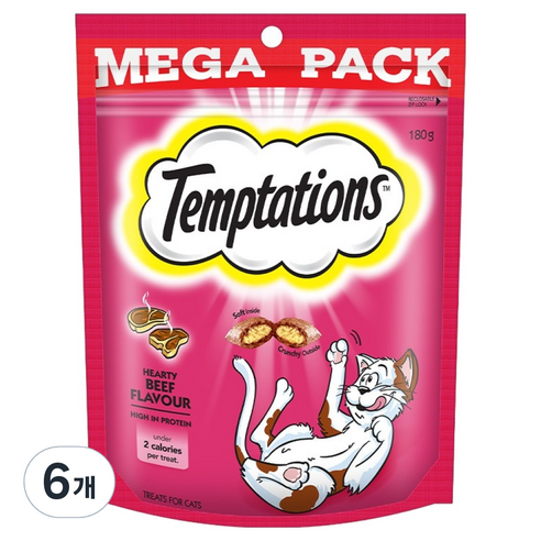 템테이션 고양이 풍미가득 간식, 소고기맛, 180g, 6개